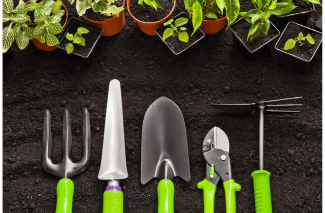 Ferramentas de jardinagem verdes